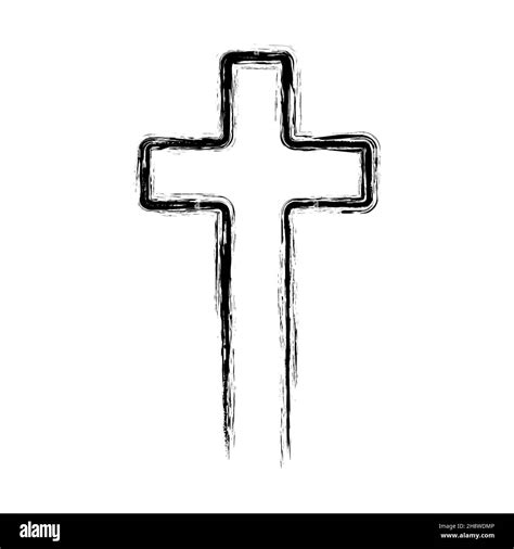 Hand drawn christian cross. Drawing religion cross icon. Vector ...