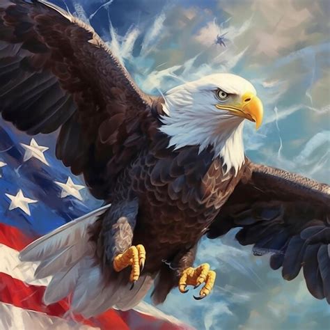 Premium AI Image | A painting of a bald eagle with the american flag in ...