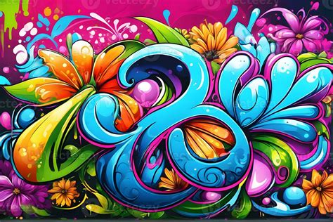 Flower Graffiti Wallpaper, Graffiti Background, Floral Graffiti Pattern ...