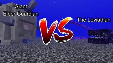 Giant Elder Guardian vs The Leviathan Mob Battle Minecraft - YouTube