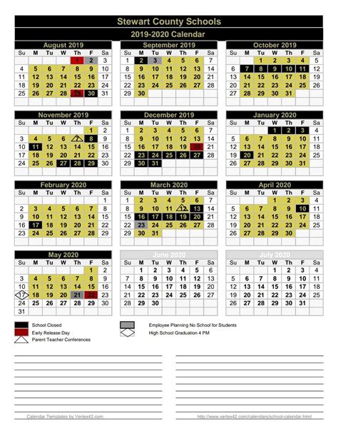 2019-2020 School year calendar - Stewart County Middle School | Facebook