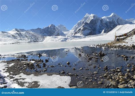 Beautiful Frozen Gurudongmar Lake ,main Tourist Attraction Gangtok,Sikkim,india Stock Photo ...