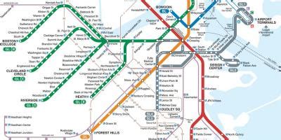 Green line MBTA map - Green line map Boston (United States of America)