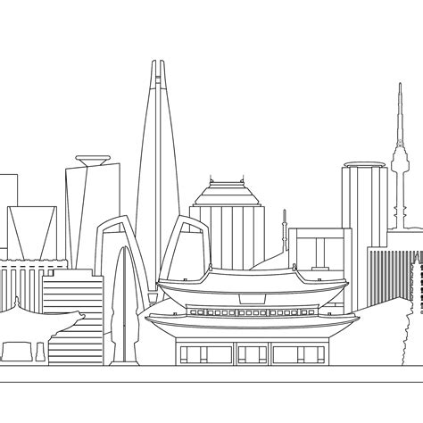 Seoul Skyline Print. Seoul City South Korea Skyline Line Art. Instant Download. Wall Art ...