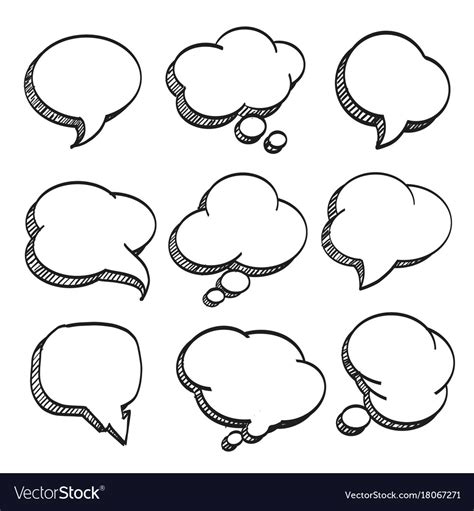 Sketch of hand drawn comic speech bubble Vector Image