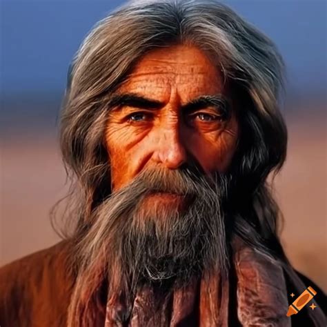 Photo-realistic portrait of george harrison in the desert on Craiyon