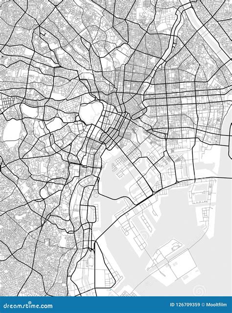 Vector City Map of Tokyo in Black and White Stock Vector - Illustration ...