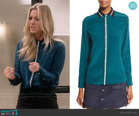 Penny’s teal striped trim shirt on The Big Bang Theory | Kaley cuoco ...