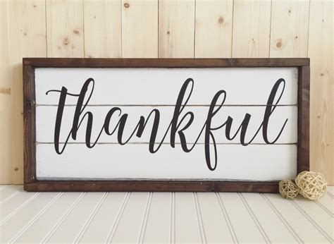 Thankful Wood Sign - Framed - Rustic - Home Decor - Wall Hanging by ...