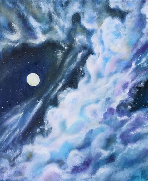 Night Sky Clouds Painting Original oil painting on canvas | Etsy