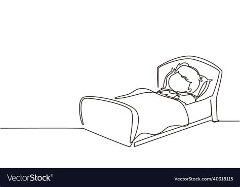 Single one line drawing cute boy sleeping Vector Image