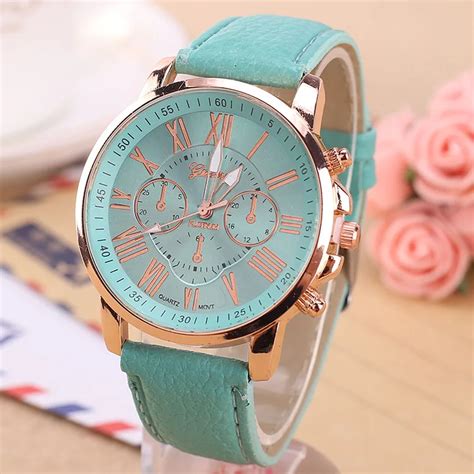 2017 latest fashion women`s top brand quartz colock watch high quality leather women ...