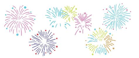 Set of new year festive firework vector illustration. Collection of ...