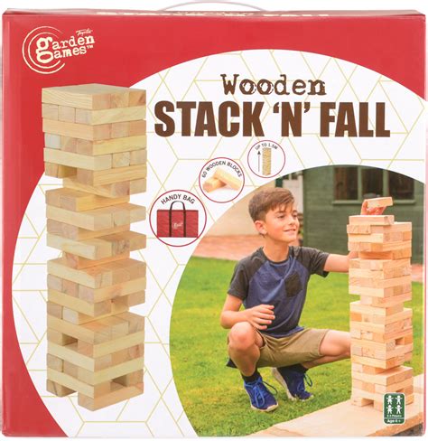 Garden Games Stack n' Fall Wooden Tower Blocks Stacking Game