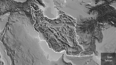 Shape of Iran with Regional Borders. Grayscale. Labels Stock ...