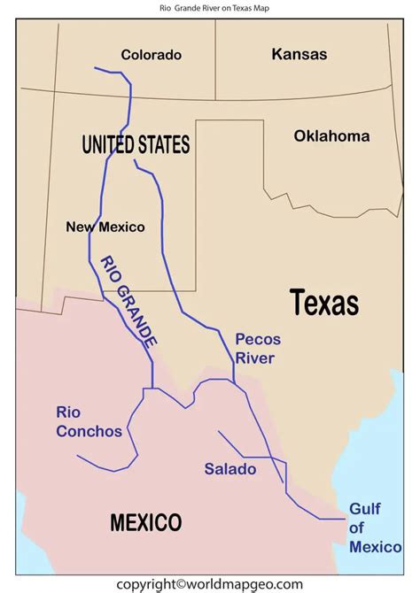 Rio Grande River Map Texas US Printable Map