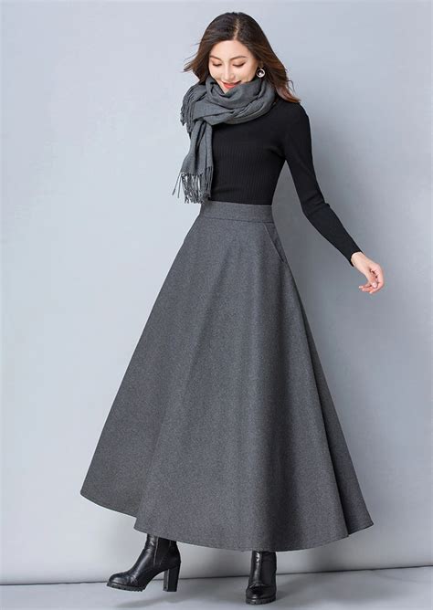 Winter Women Long Woolen Skirt Fashion ... | Long skirt fashion, Skirt ...