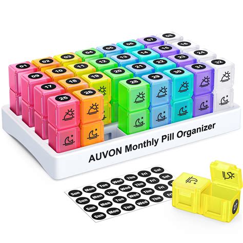 Buy AUVON Monthly Pill Organizer (2 Times a Day), 30 Day One Month Pill ...