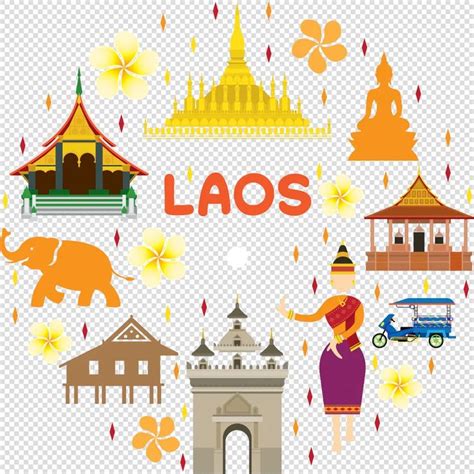 Laos travel attraction label vector image on VectorStock in 2024 | Laos travel, Laos, Laos culture