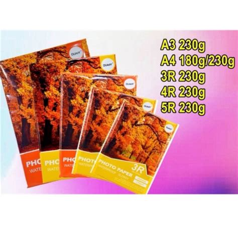 QUAFF Glossy Photo Paper Tree Type A4 | 5R | 4R | 3R Size 230gsm (20sheets/pack) | Shopee ...