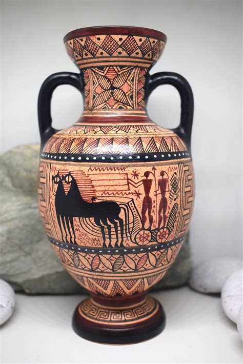 Ancient Greek Ceramic Amphora Vase of the Geometric Period - Handmade in Greece ( 16.5cm / 6 ...