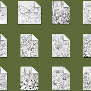 120 Floral Adult Coloring Pages - Etsy