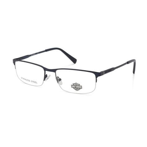 Harley Davidson Mens Blue Rectangular Eyeglass Frames HD075909156