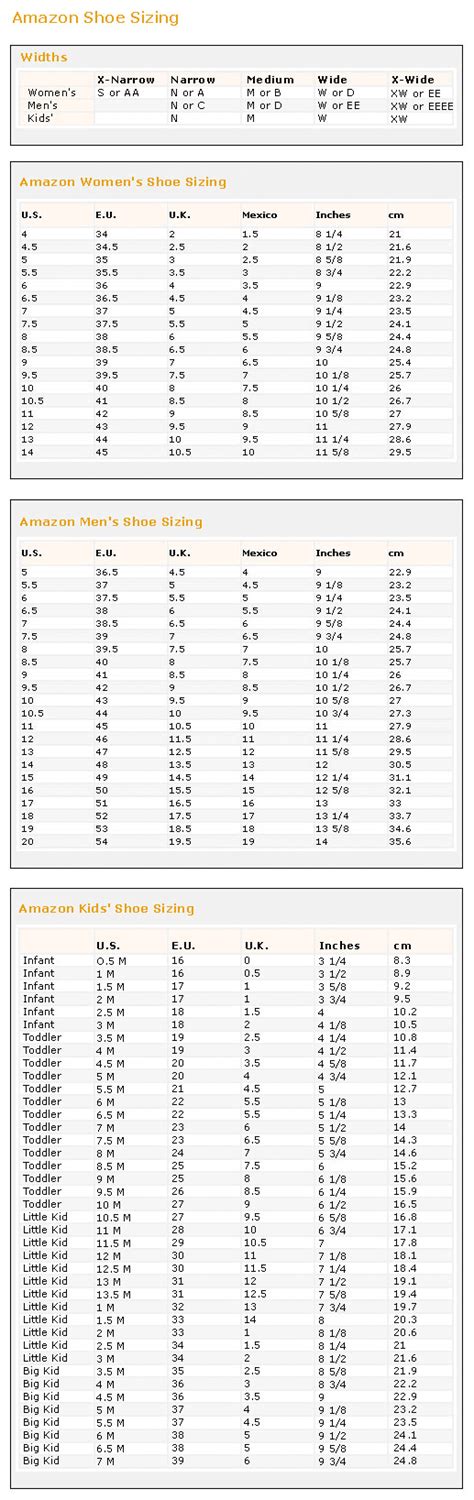 Notes of a Crotchety Bookman: Shoe Size Conversion Chart