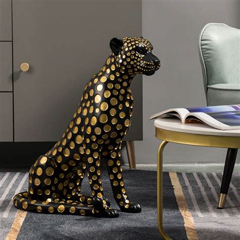 Fortune Leopard Large Floor Statue Resin Figurine Interior Animal Wildlife Modern Art - Etsy