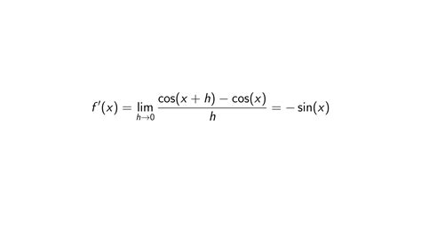 Derivative of cos(x) using First Principle of Derivatives - [FULL PROOF]