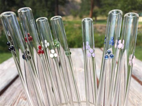 2 pack Dots Custom Accent Glass Straws by DrinkingStraws.Glass