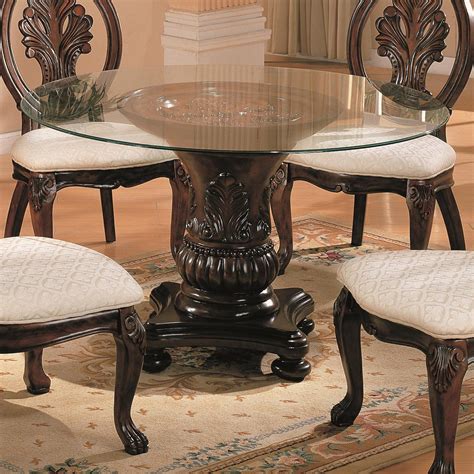 Coaster Tabitha 101030+CB48RD Traditional Round Dining Table with Glass ...