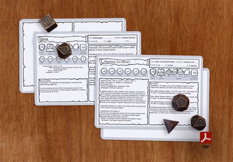 Monster Cards Dnd 5e PDF Fillable Same Size As The