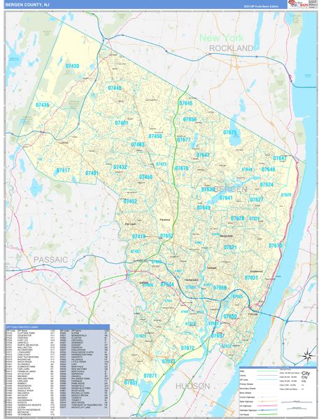 Bergen County Zip Code Map - Map