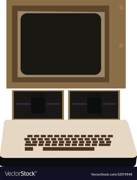 Isolated retro computer Royalty Free Vector Image