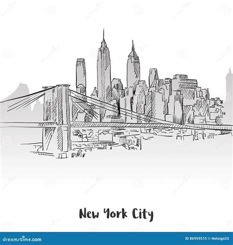 New York City Skyline Sketch Editorial Image - Illustration of drawn ...