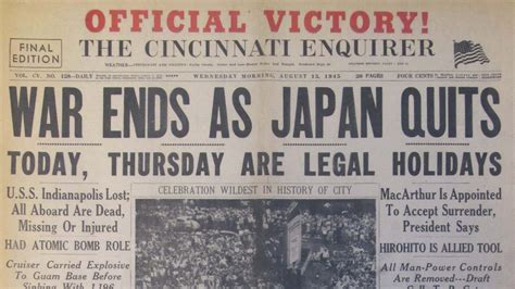 Today in History, August 14, 1945: Japan surrendered, ending World War II