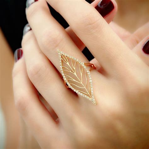 "Leafy Lace" Diamond Leaf Ring | Gold ring designs, Fine jewelry online, Girly jewelry