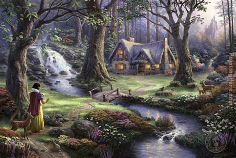 Thomas Kinkade Snow White discovers the cottage painting anysize 50% off - Snow White discovers ...