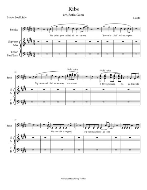 Ribs by Lorde (choir edition) Sheet music for Piano (SATB) | Musescore.com