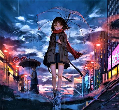 Anime Girl Rainy Day City HD wallpaper | Pxfuel