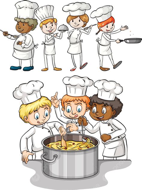 Set Of Chef Cooking Character Work Art Vector, Character, Work, Art PNG and Vector with ...
