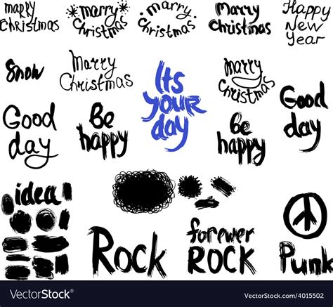 Set of words and labels freehand drawing grunge Vector Image