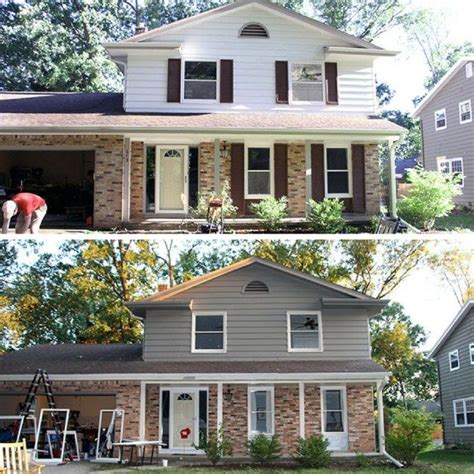 Our house before and after we painted the aluminum siding with an airless paint sprayer. We went ...