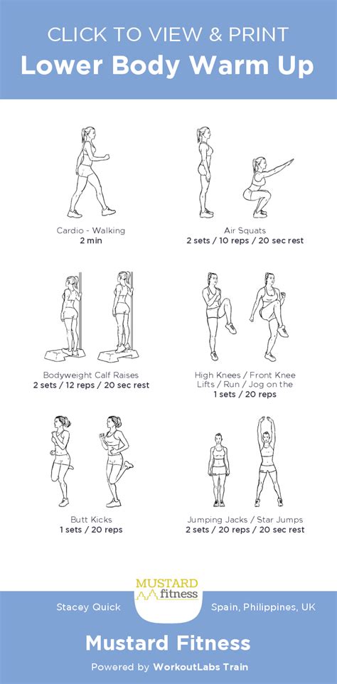 Lower Body Warm Up – free illustrated workout by Stacey Quick at ...