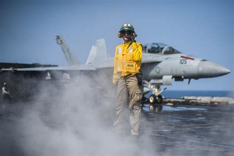 Launch crew of 35 women takes over USS Theodore Roosevelt's flight deck for the first time in ...