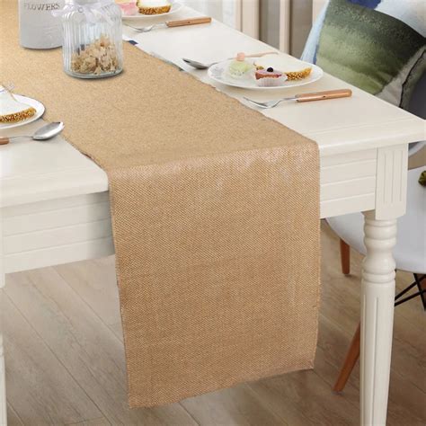 OurWarm 10PCS 30x275cm Natural Jute Table Runner for Wedding Burlap ...