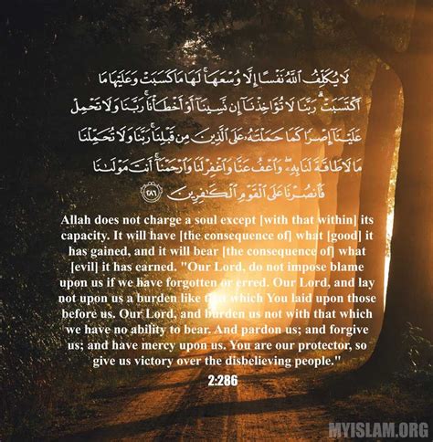 Virtues and Benefits Of the Last 2 Ayats of Surah Baqarah (Quran 2:285-286) | Islamic quotes ...