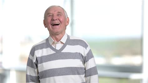 Grey Haired Man Is Laughing Cheerful Elderly Stock Footage SBV ...