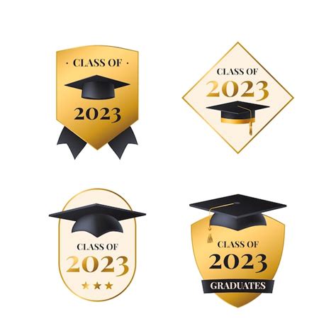 Free Vector | Realistic badges collection for class of 2023 graduation